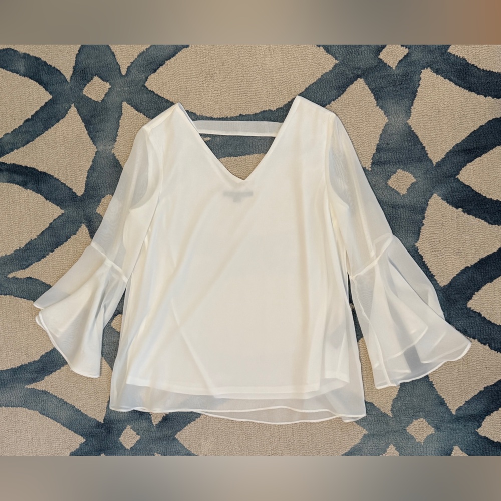 Zac & Rachel Elegant White Sheer Women's Top - Size S